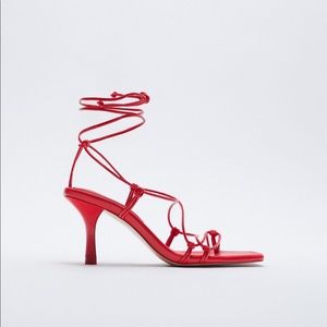 Zara Red Ankle Strap Sandals